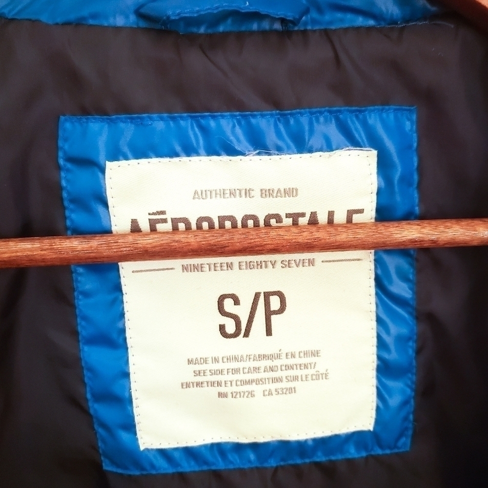 Aeropstale Blue Puffer Vest size Small Full Zip logo - Picture 3 of 8